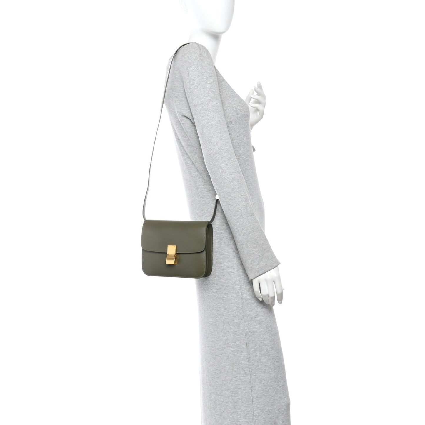 Box Calfskin Teen Classic Box Flap Bag Dark Olive