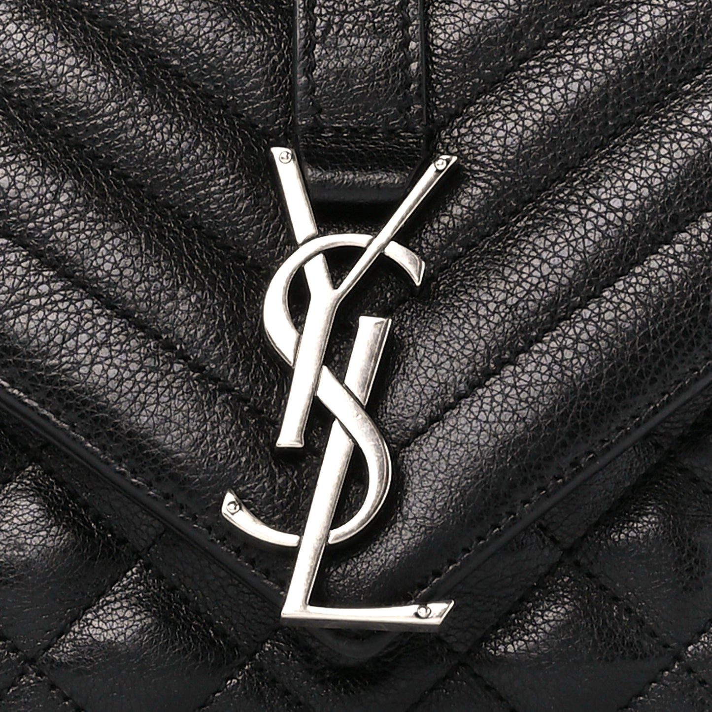 Sheepskin Tri-Quilt Monogram Medium College Bag Black