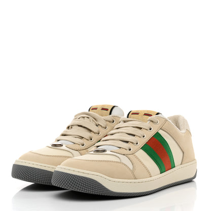 Gucci Nylon Nubuck Web Womens Screener Sneakers 38 Mystic White Dusty Milk 3 of 8