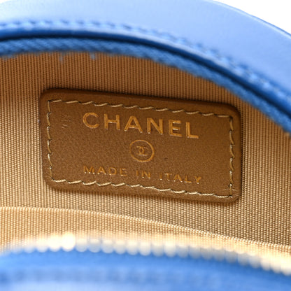 Chanel Lambskin Quilted Round Pearl Crush Clutch With Chain Blue 6 of 10