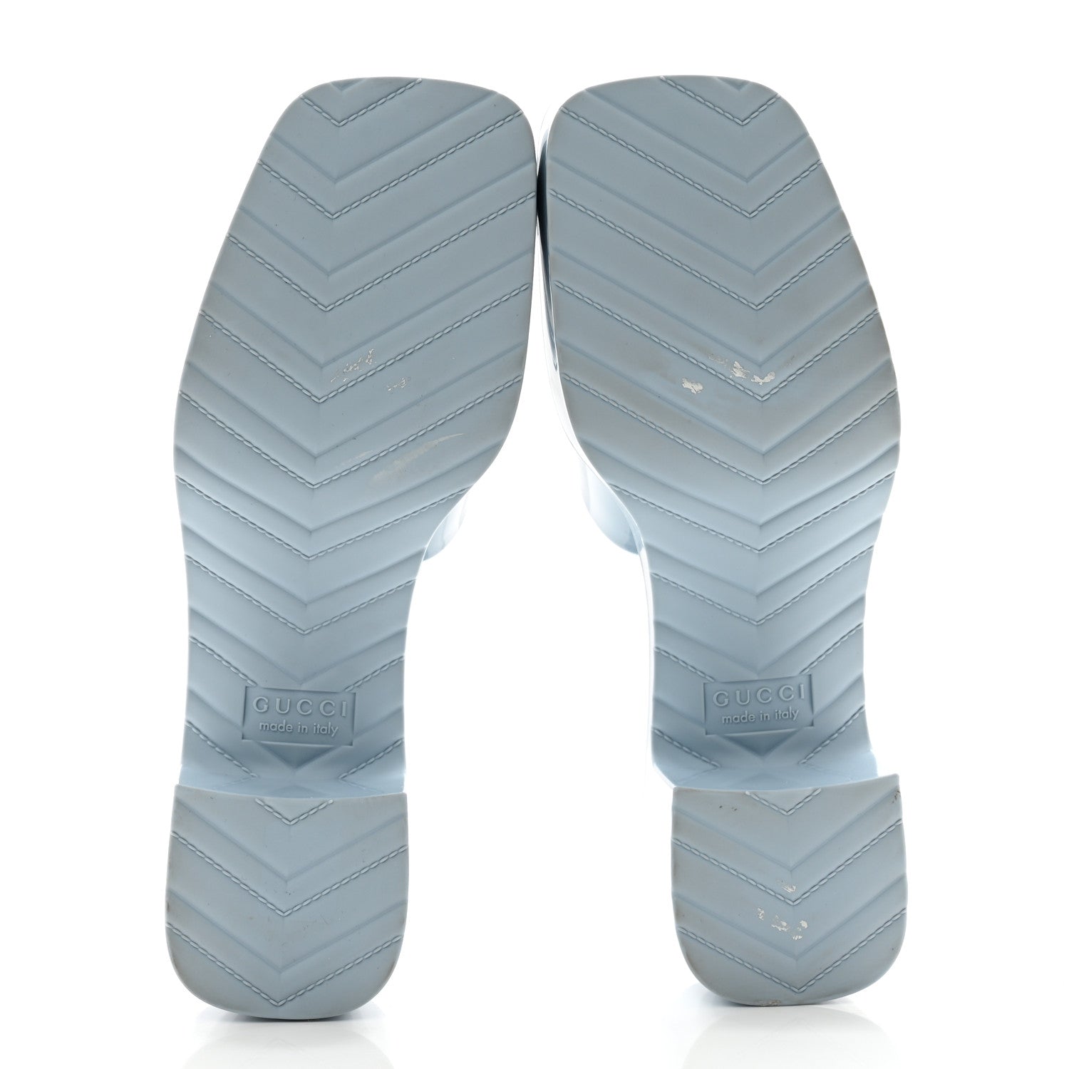 Gucci Rubber Gucci Logo Womens Platform 20/60mm Slide Sandals Porcelain Light Blue 9 of 12