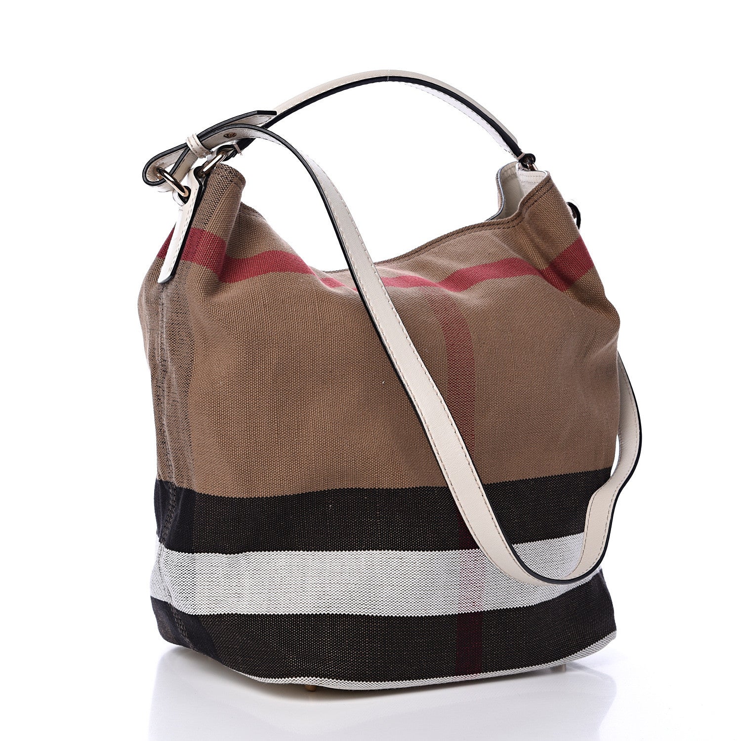 Burberry Canvas Mega Check Medium Ashby Hobo White 2 of 11