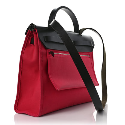 Hermes Vache Hunter Toile Herbag Zip 31 PM Rose Extreme Black 4 of 11