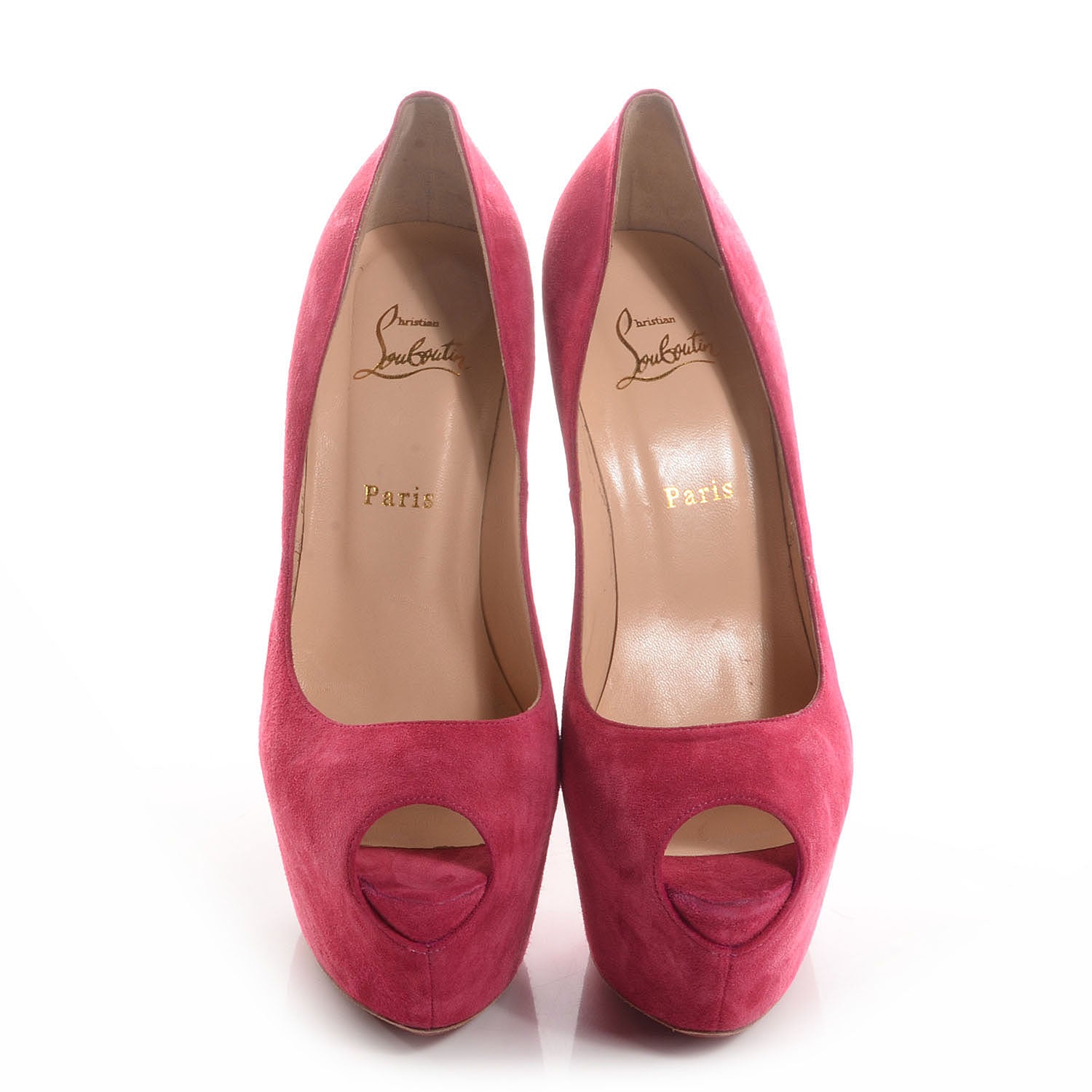 Christian Louboutin Suede Shameless 160 Peep Toe Heels 41 Pivoine 2 of 7