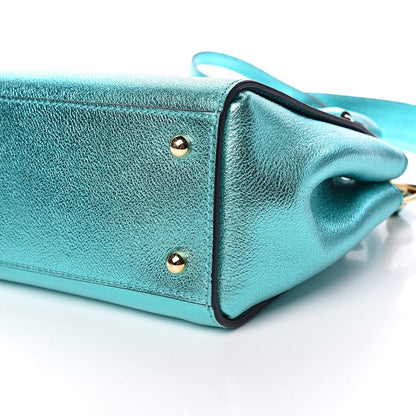 Burberry Metallic Soft Grain Calfskin Small Buckle Tote Emerald 16 of 18
