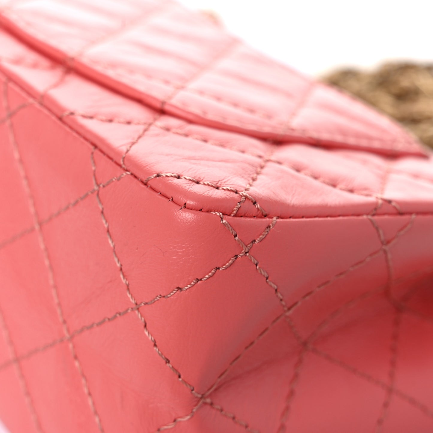 Aged Calfskin Quilted 2.55 Reissue Mini Flap Coral