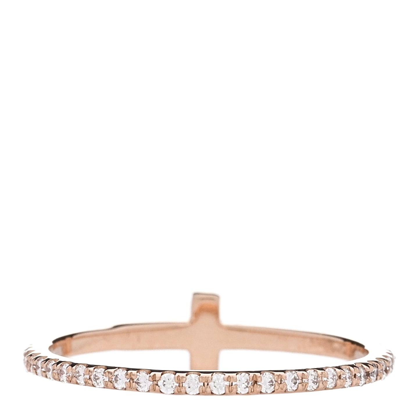 18K Rose Gold Diamond T Wire Pave Ring 50 5.5