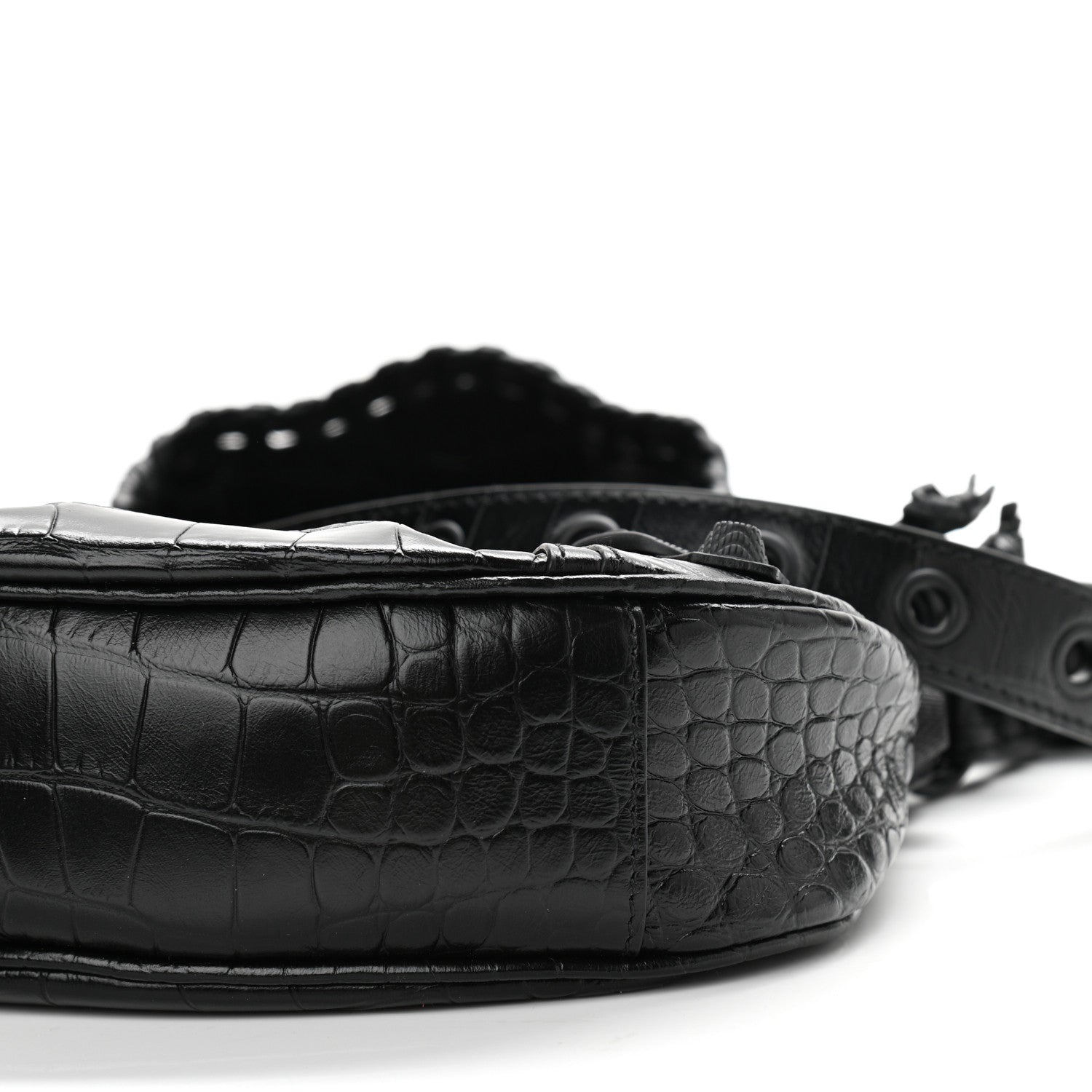 Balenciaga Extra Supple Calfskin Crocodile Embossed Monochrome Le Cagole Shoulder Bag XS Black 10 of 10