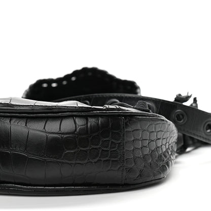 Balenciaga Extra Supple Calfskin Crocodile Embossed Monochrome Le Cagole Shoulder Bag XS Black 10 of 10