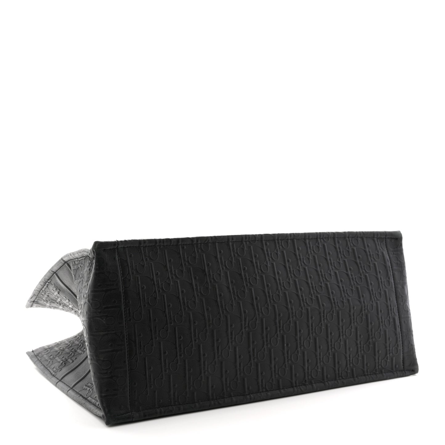Oblique Calfskin Embossed Large Book Tote TBlack