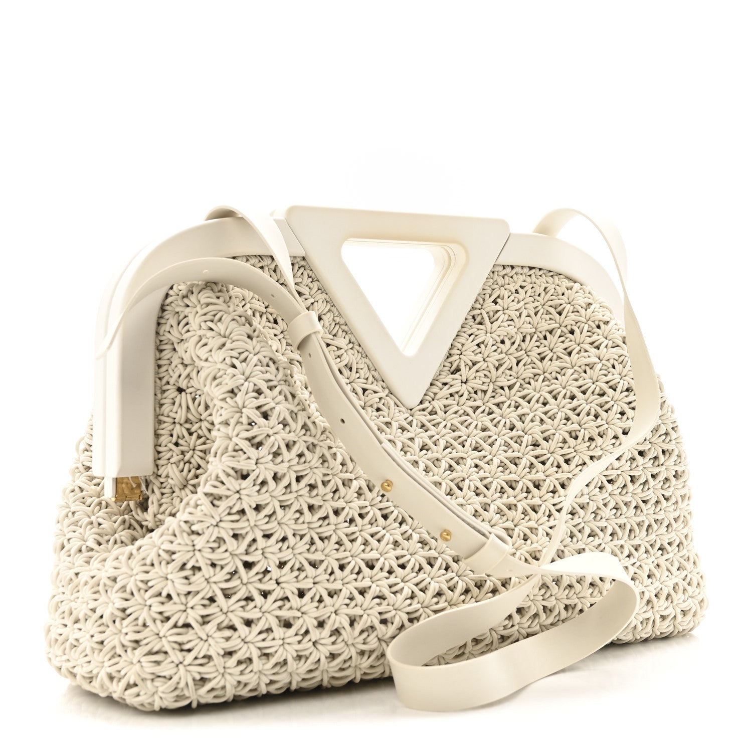 Bottega Veneta Rubber Crochet Medium The Point Triangle Bag Chalk 3 of 11