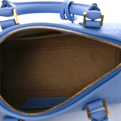 MCM Nappa Maxi Monogram Mini Ella Boston Della Robbia Blue 5 of 10