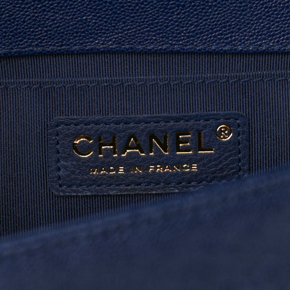 Chanel Caviar Chevron Quilted Medium Boy Flap Navy 5 of 10