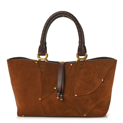 Chloe Suede Patchwork Small Marcie Tote Caramel 1 of 9