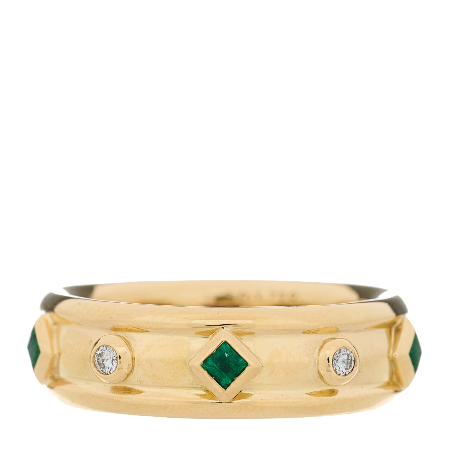 David Yurman 18K Yellow Gold Diamond Emerald Modern Renaissance Ring 54 7 3 of 4