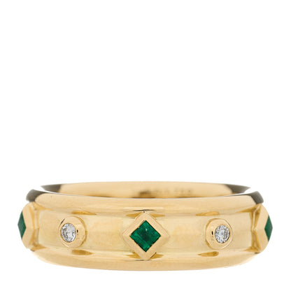 David Yurman 18K Yellow Gold Diamond Emerald Modern Renaissance Ring 54 7 3 of 4