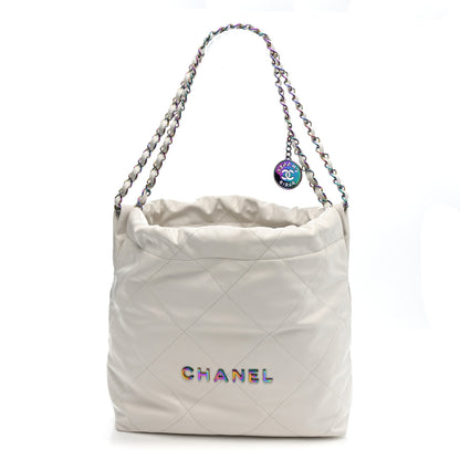 Chanel Shiny Calfskin Quilted Small Rainbow Chanel 22 White 1 of 11