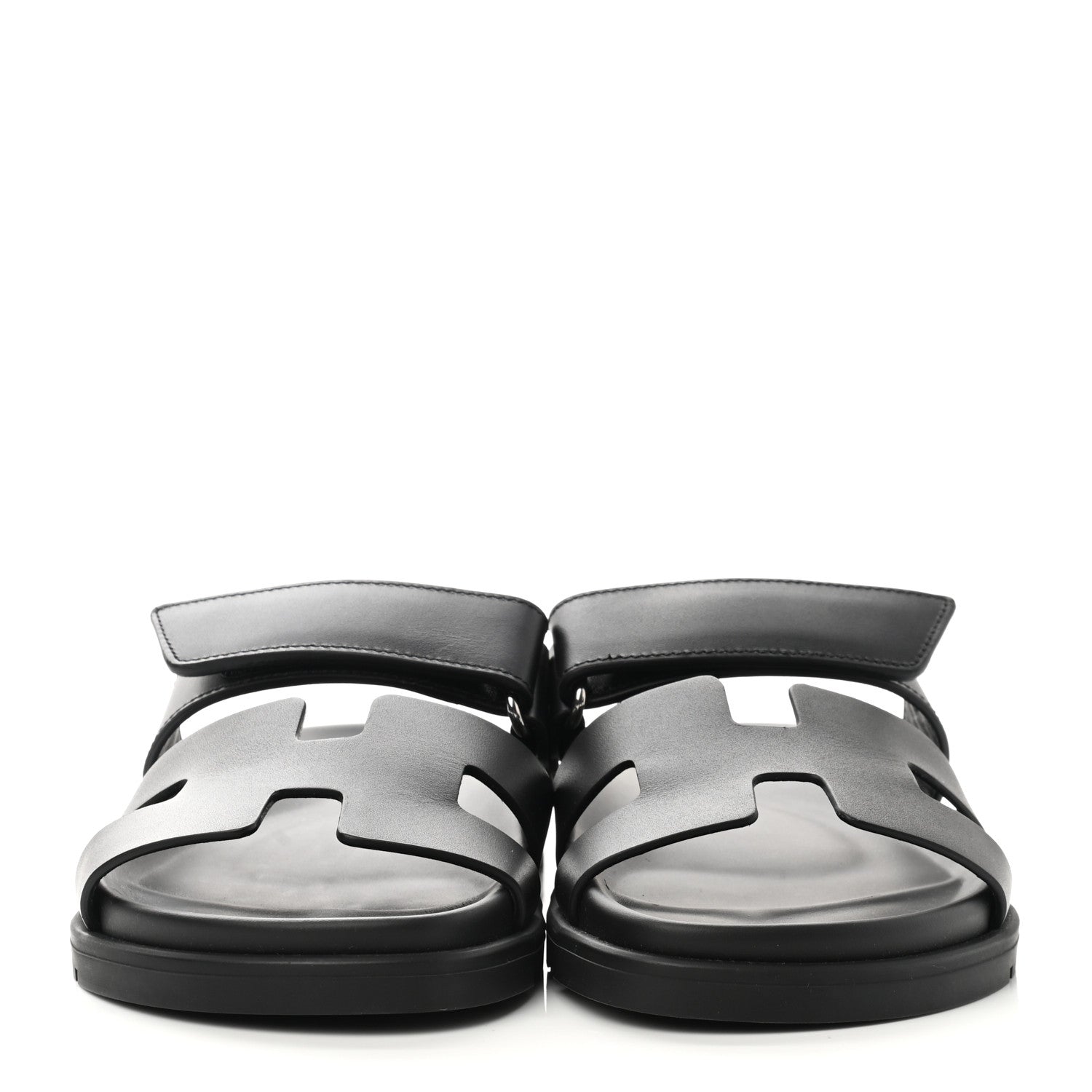 Hermes Calfskin Womens Chypre Sandals 35.5 Black 2 of 9