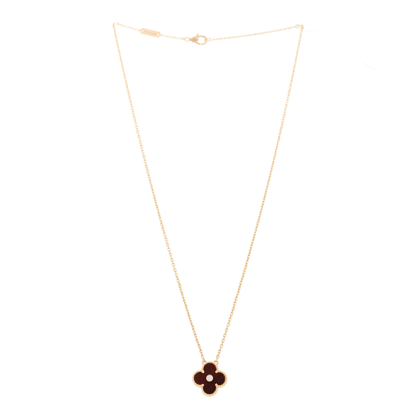 18K Rose Gold Diamond Bulls Eye Vintage Alhambra Pendant Necklace