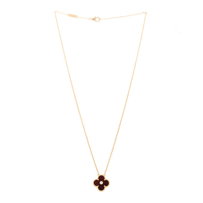 Van Cleef & Arpels 18K Rose Gold Diamond Bulls Eye Vintage Alhambra Pendant Necklace 3 of 5