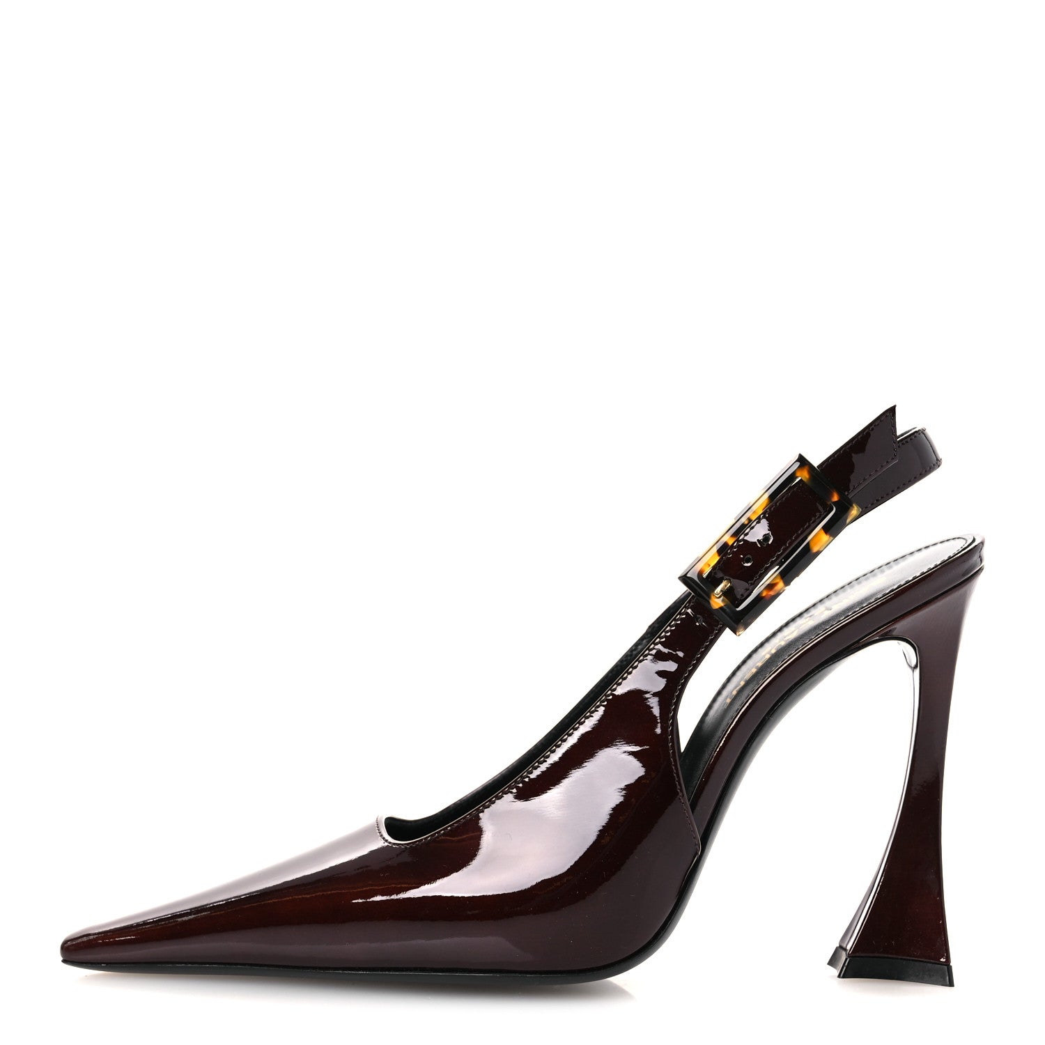 Saint Laurent Vernice Gloss Dune 110 Slingback Pumps 38 38 Marron Glace 1 of 11