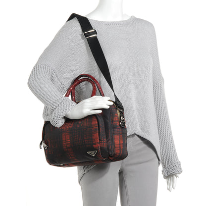 Prada Cordura Crocco Satchel Rosso 2 of 11