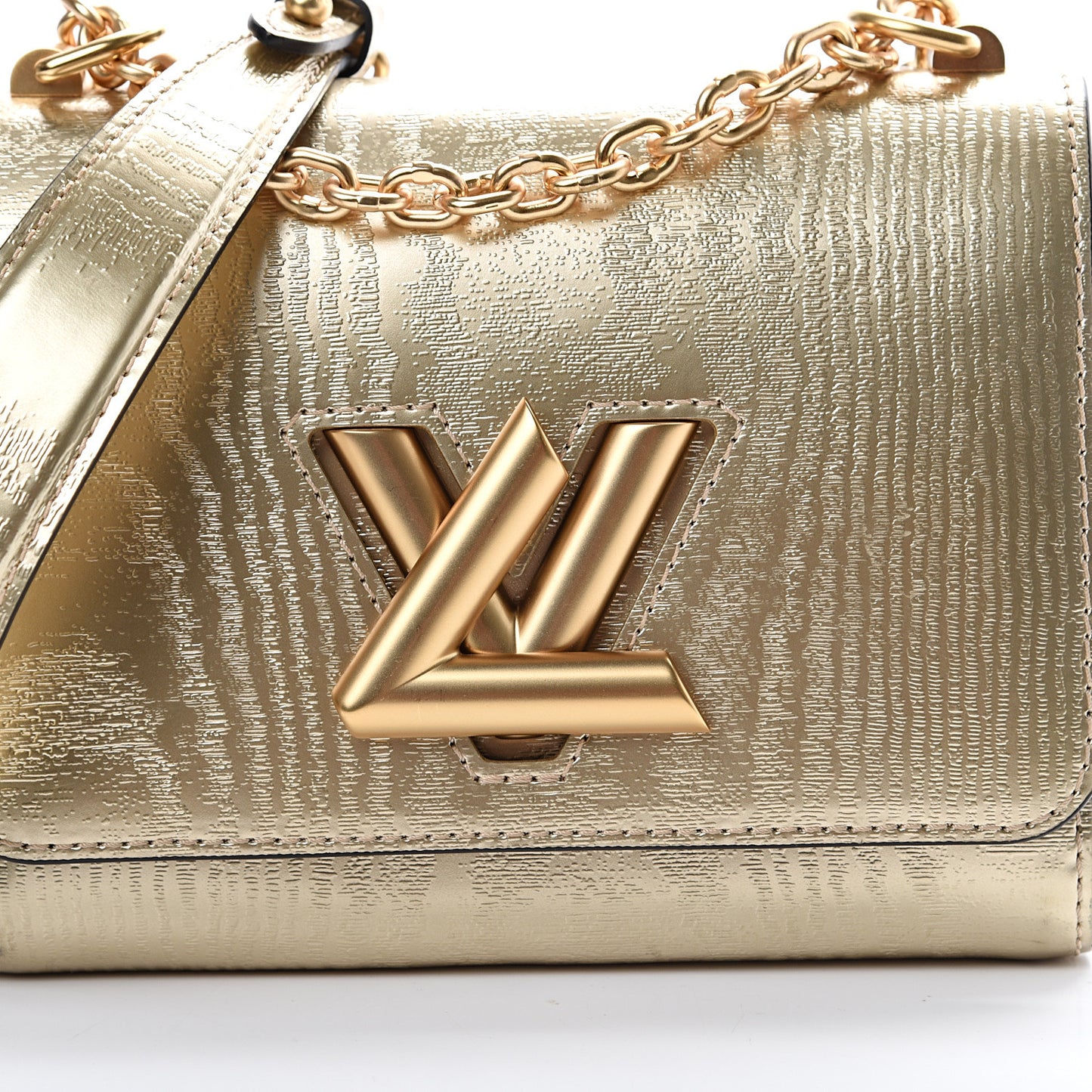 Calfskin Gravity Twist Shoulder Bag PM Gold