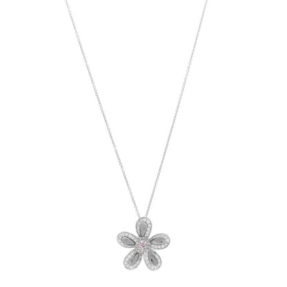 Roberto Coin 18K White Gold Diamond Fantasia Big Flower Pendant Necklace 1 of 6