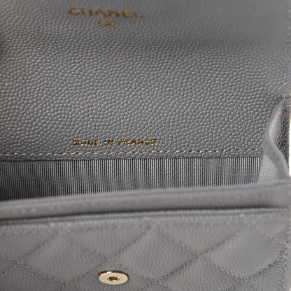 Chanel Caviar Quilted Flap Card Holder Wallet Dark Grey 7 of 9