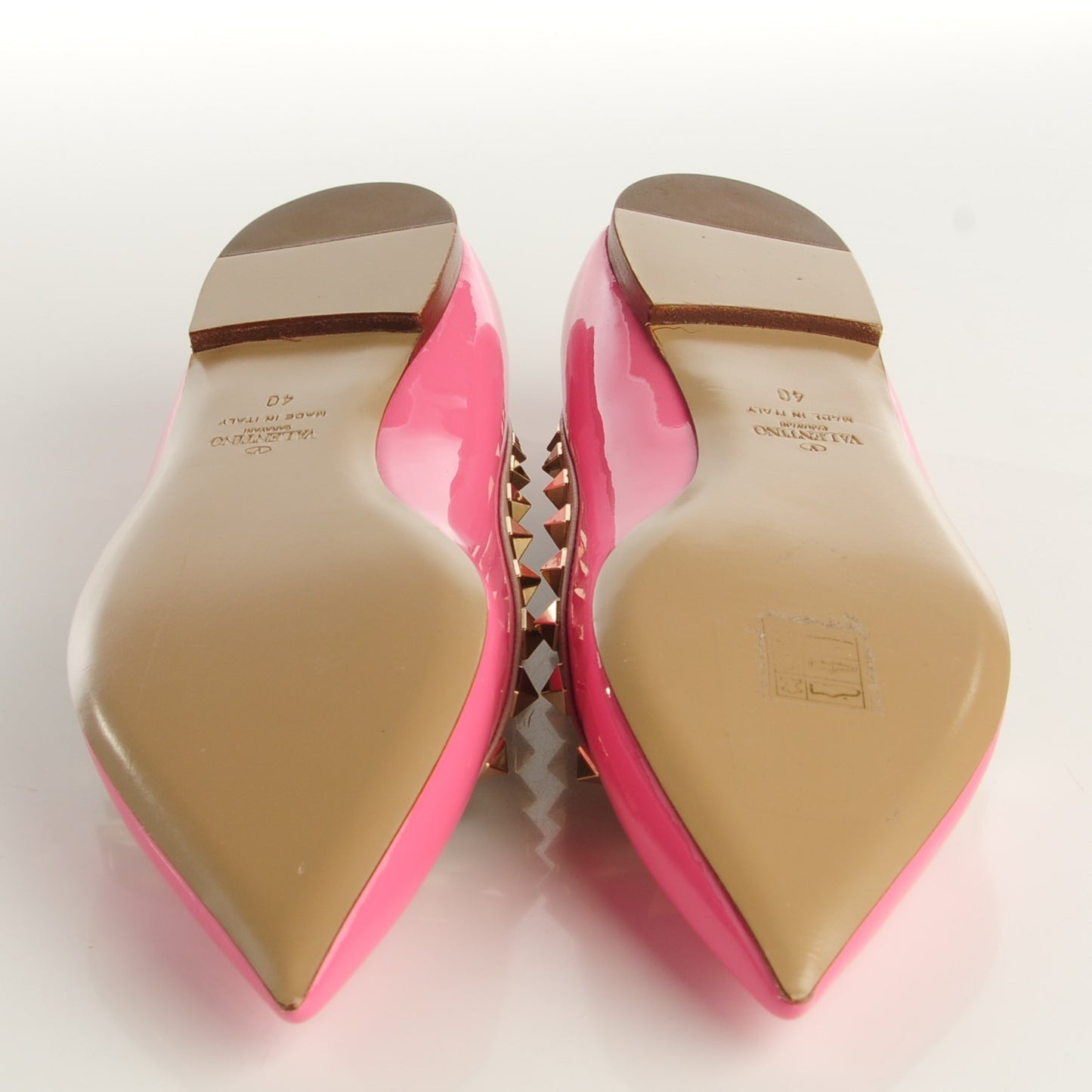 Patent Nappa Rockstud Ballerina Flats 40 Ninphea Poudre