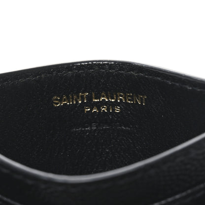 Saint Laurent Grain De Poudre Matelasse Chevron Monogram Credit Card Case Black 6 of 6