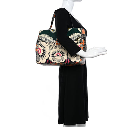 Valentino Garavani Calfskin Floral Print Mime Single Handle Bag Green 2 of 16