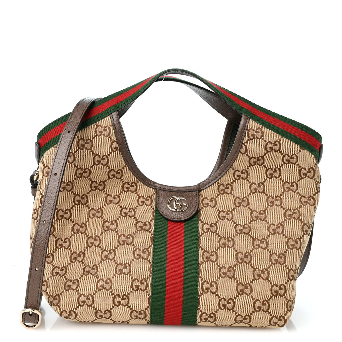 Monogram Web Small Giglio Tote Beige Dark Brown