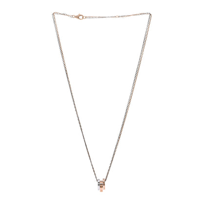 Cartier 18K White Pink Gold Diamond Three Ring LOVE Pendant Necklace 3 of 4