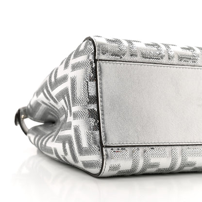 Fendi Vitello Catalan Mirror Sequin FF 1974 Embroidered Mini Peekaboo Iconic Satchel Argento 8 of 9