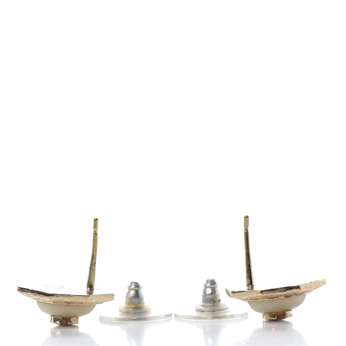 Enamel CC Earrings White Gold