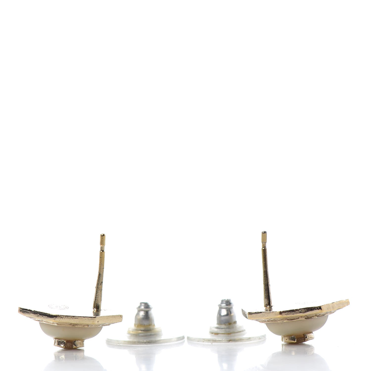 Chanel Enamel CC Earrings White Gold 3 of 5