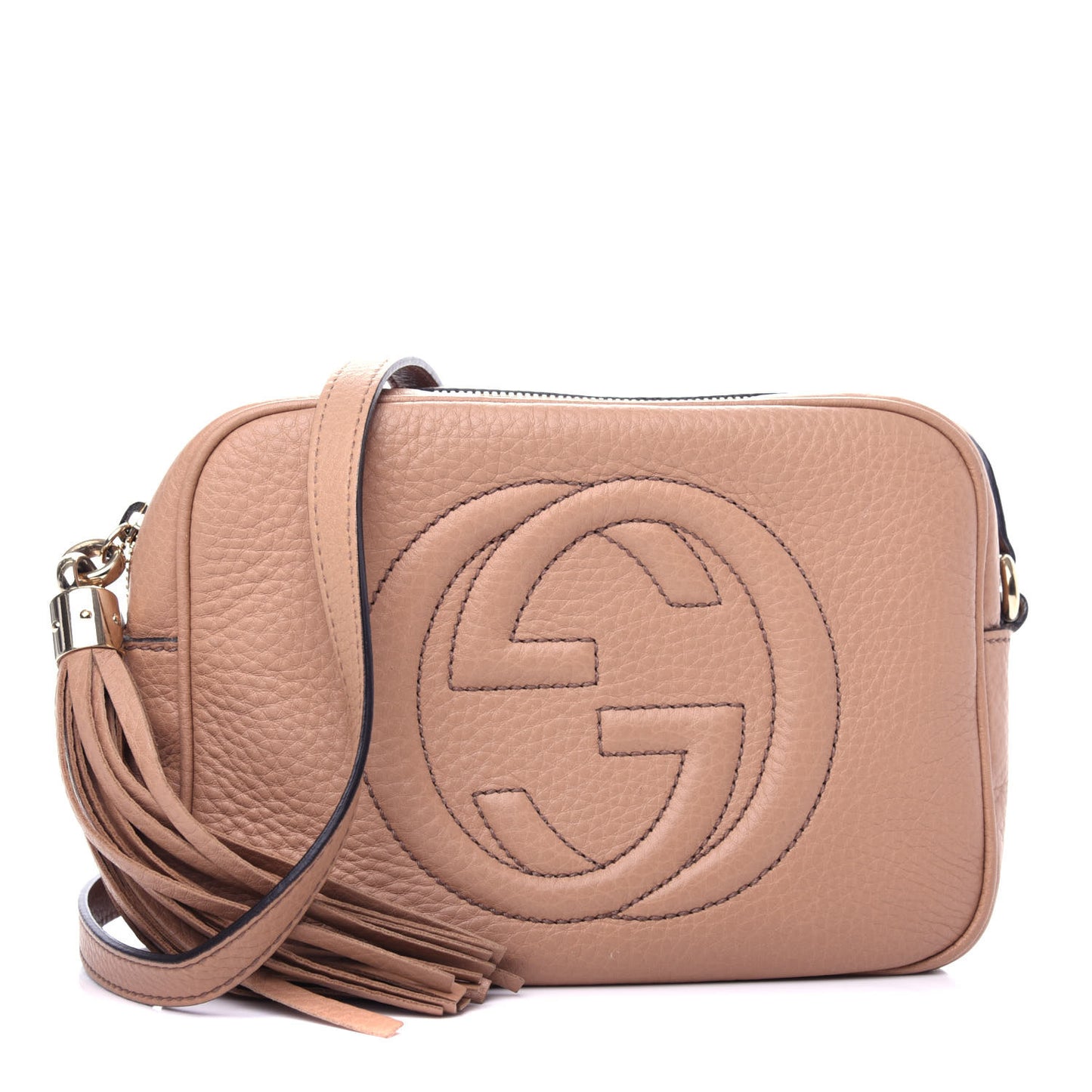 Pebbled Calfskin Small Soho Disco Bag Rose Beige