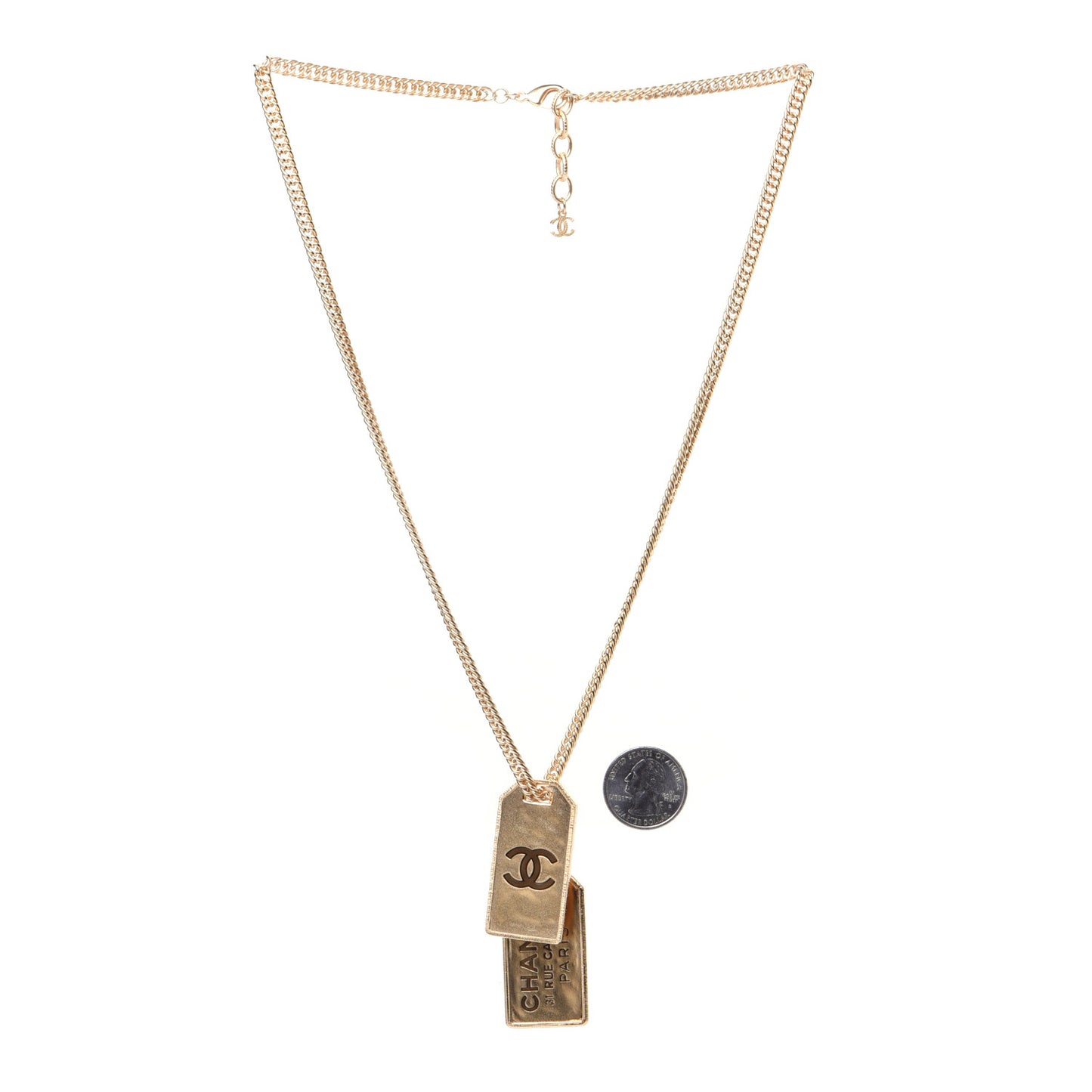 ID Dog Tag Charm Necklace Gold