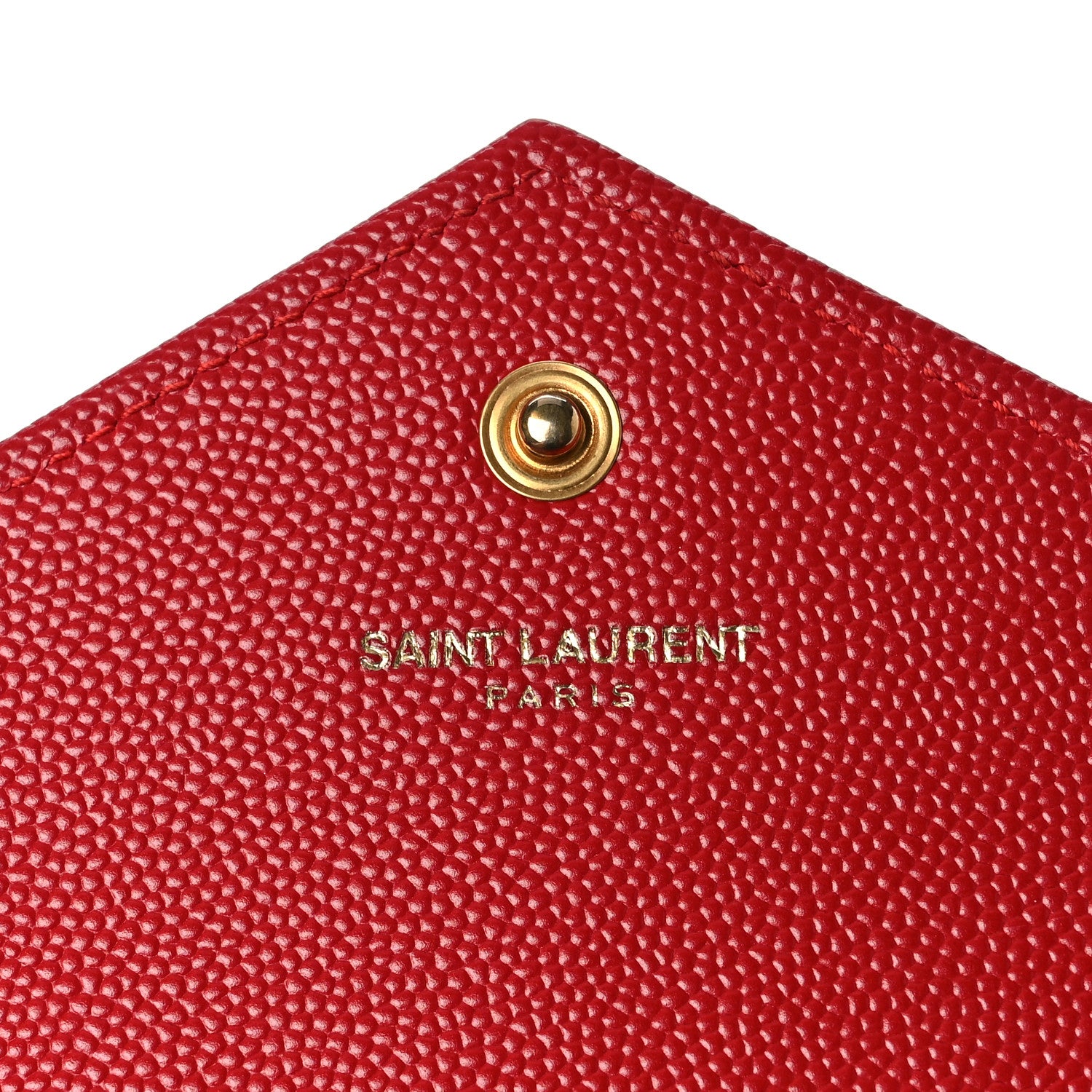 Saint Laurent Grain De Poudre Matelasse Chevron Monogram Chain Wallet Red 8 of 10