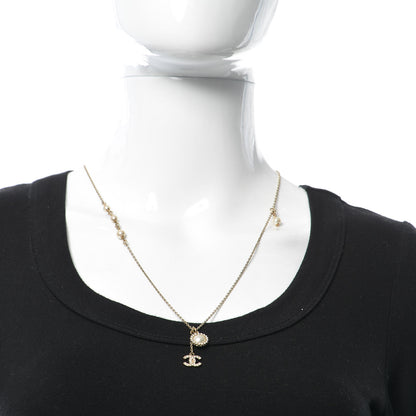Chanel Pearl Crystal CC Necklace Gold 2 of 4