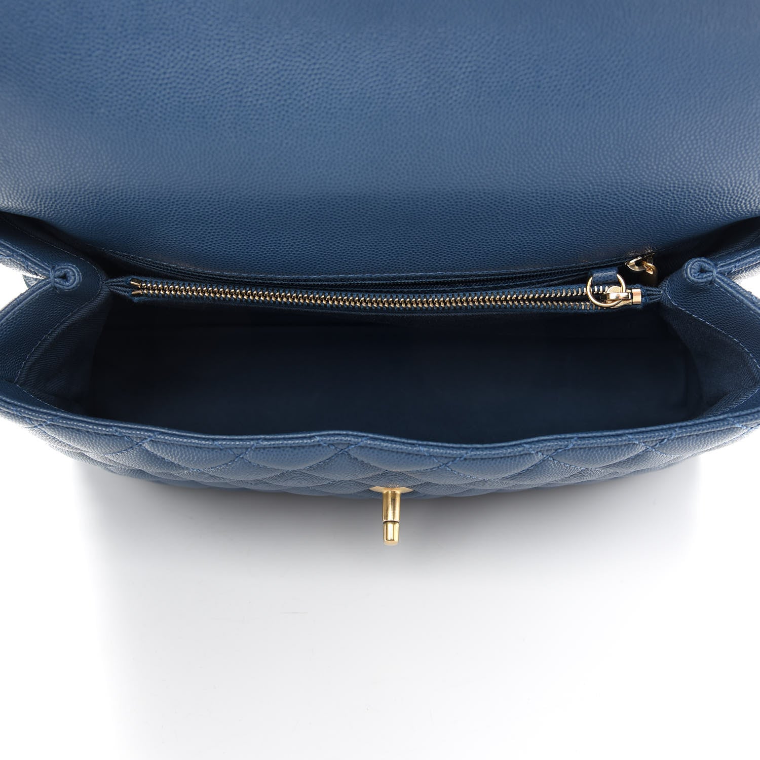 Chanel Caviar Quilted Medium Coco Handle Flap Blue 5 of 9