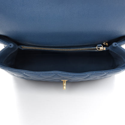 Chanel Caviar Quilted Medium Coco Handle Flap Blue 5 of 9