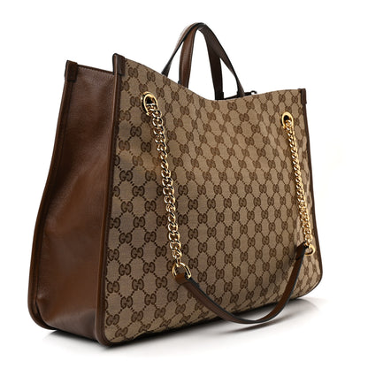 Gucci Monogram Calfskin Large Horsebit 1955 Tote Bag Beige Brown Sugar 3 of 11