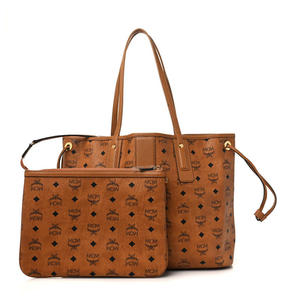 MCM Visetos Medium Liz Reversible Shopper Tote Cognac 1 of 9