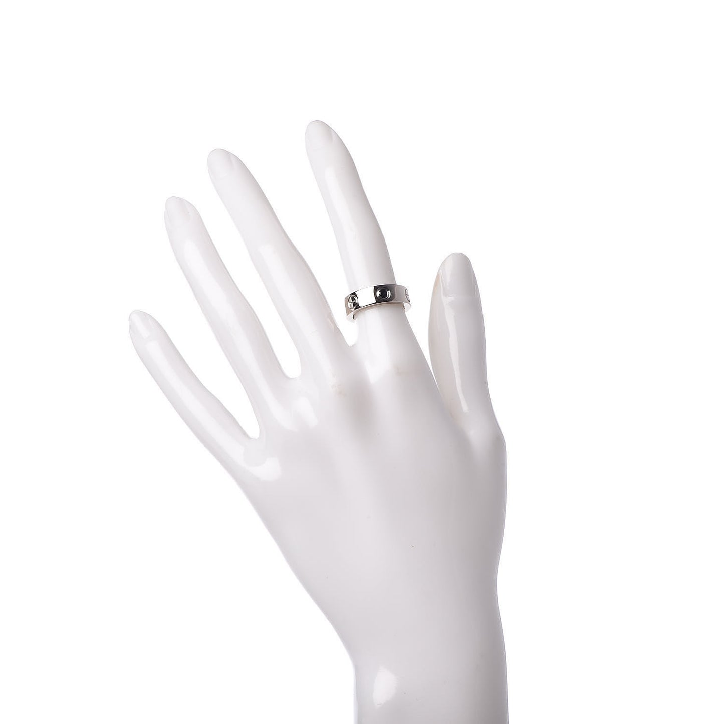 18K White Gold Sapphire 5.5mm LOVE Ring 48 4.5