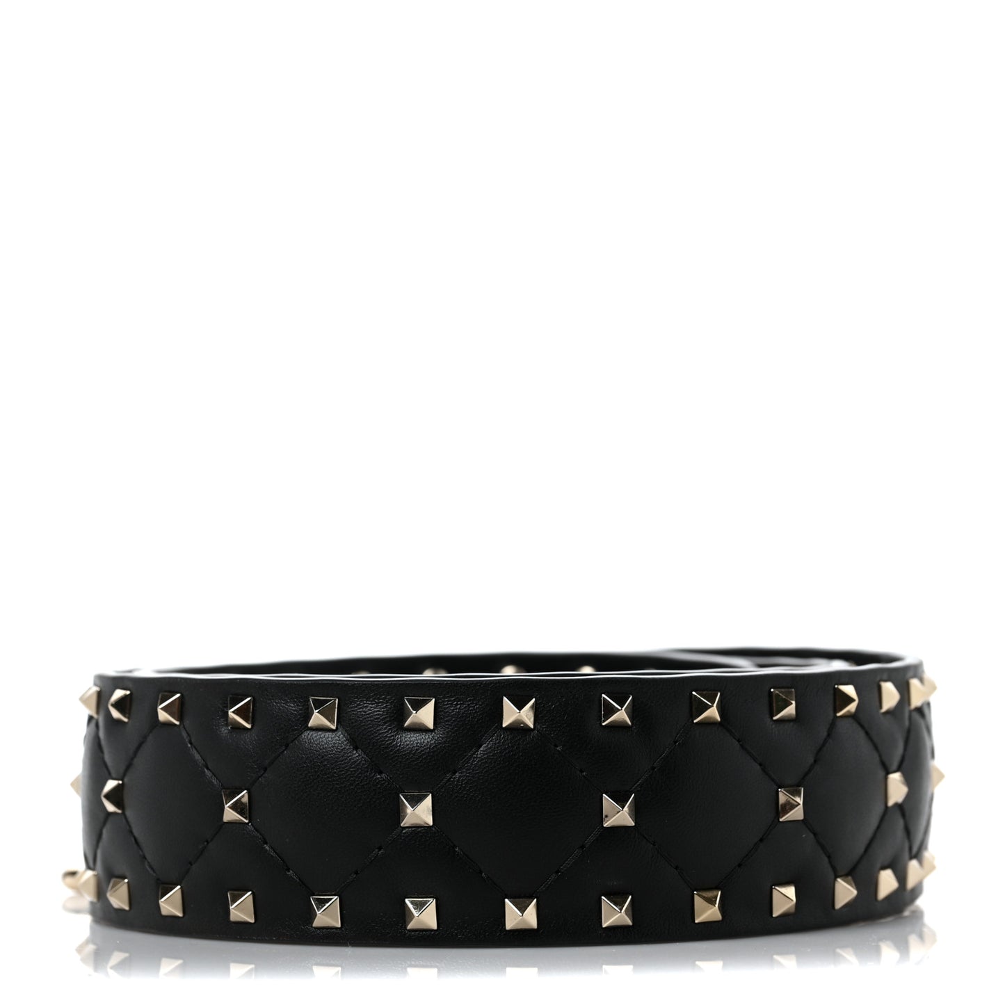Lambskin Rockstud Spike Shoulder Strap Black