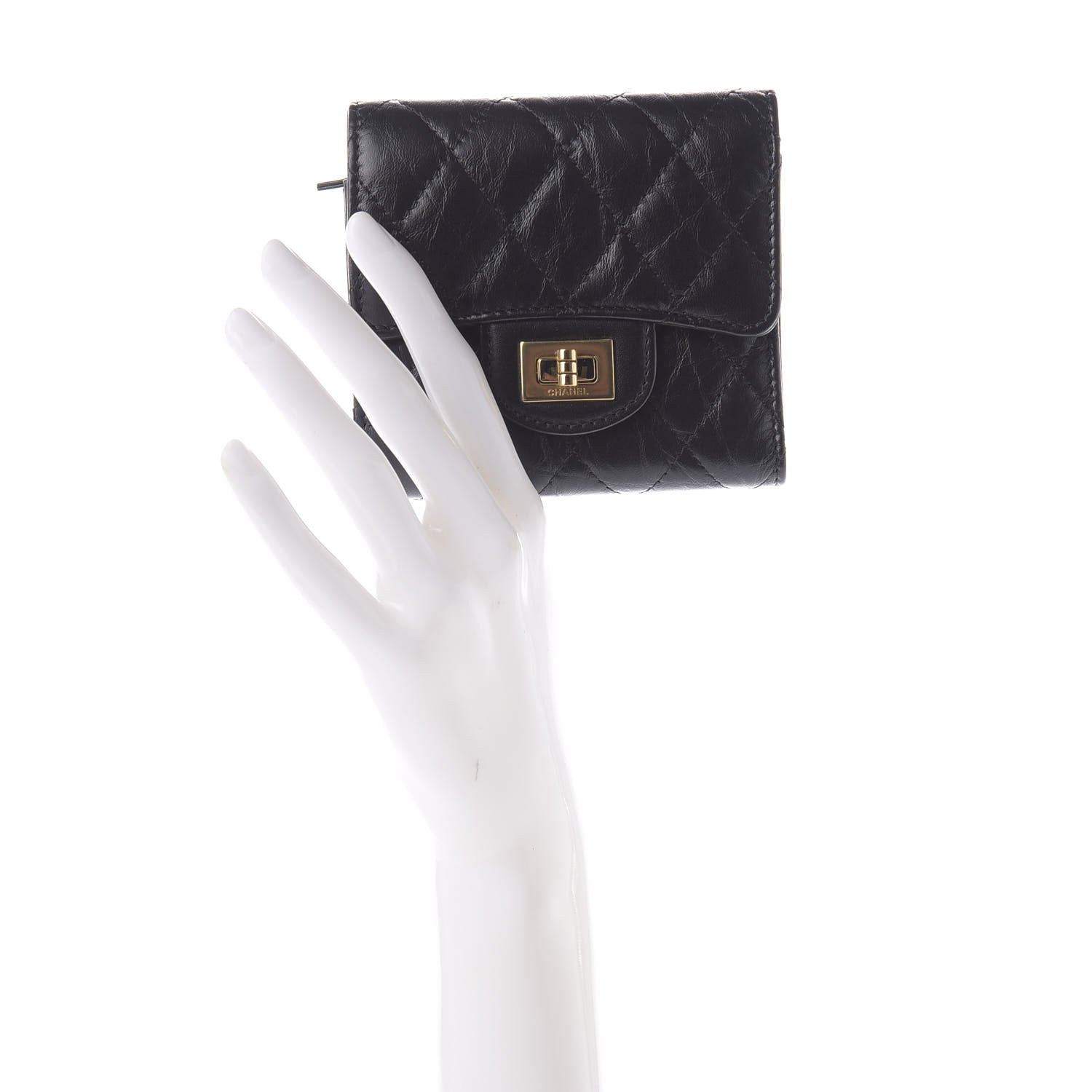 Chanel Aged Calfskin Quilted Reissue Compact Wallet Black 2 of 8