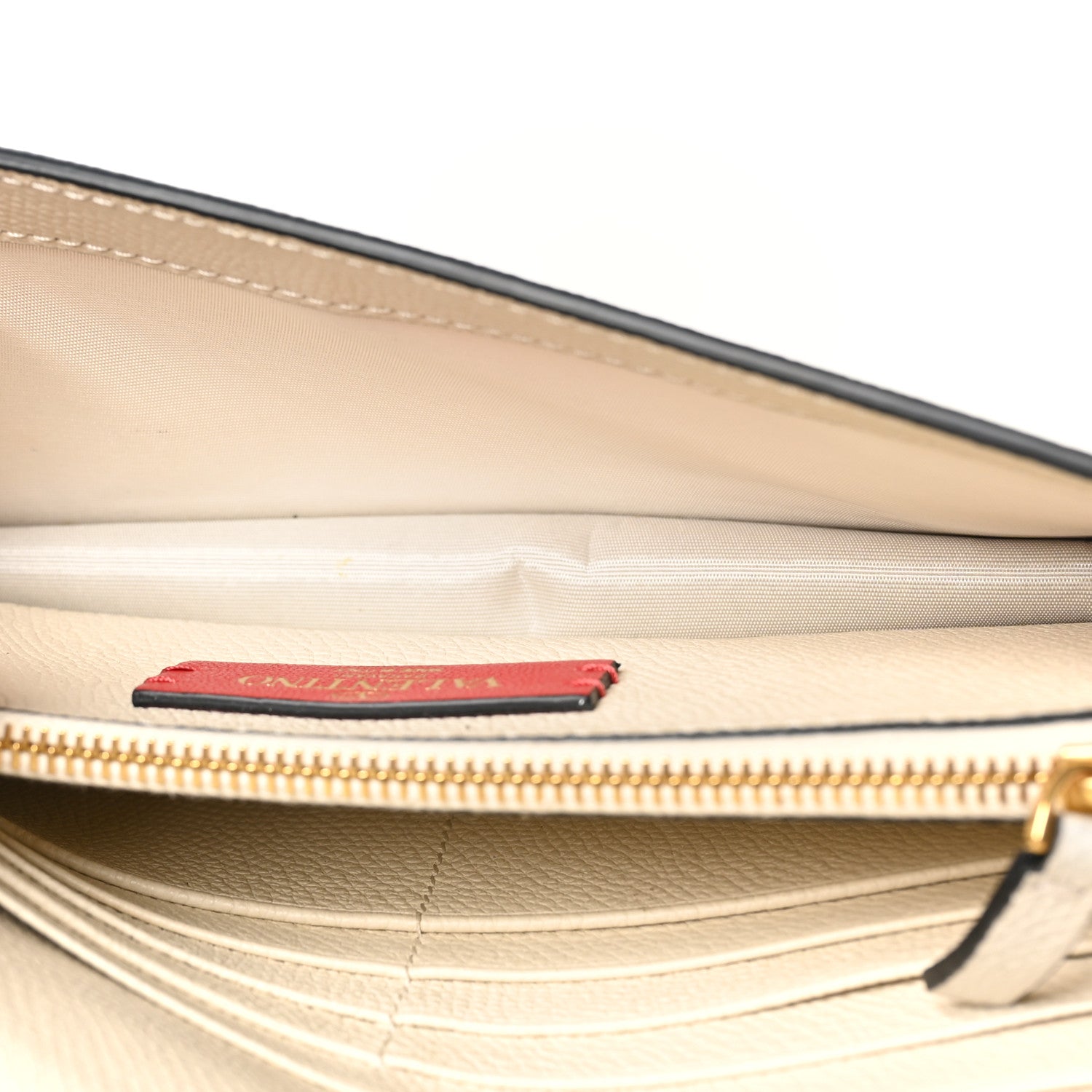 Valentino Garavani Grainy Calfskin VLogo Wallet With Chain Light Ivory 5 of 10