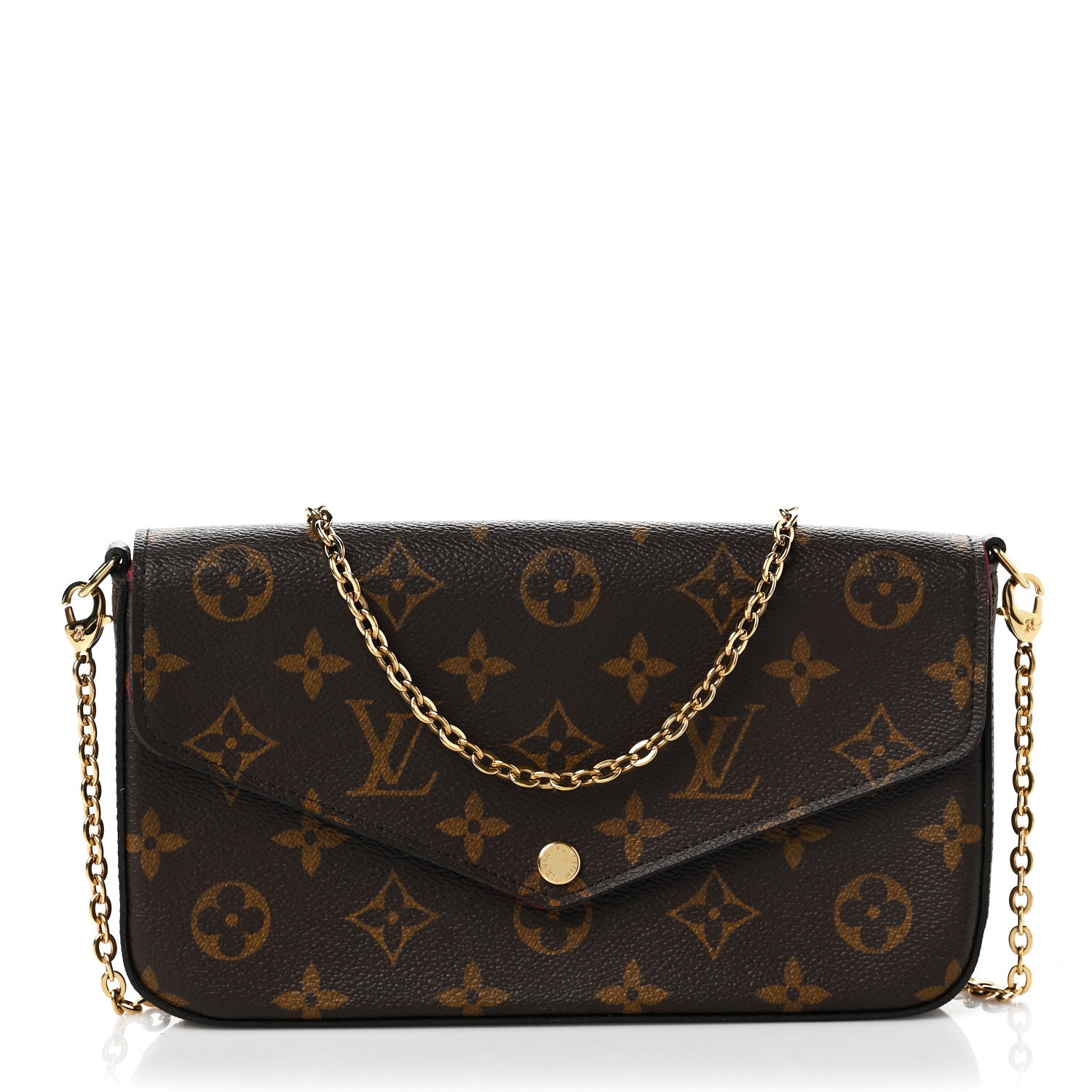 Louis Vuitton Monogram Pochette Felicie Chain Wallet Fuchsia 3 of 9